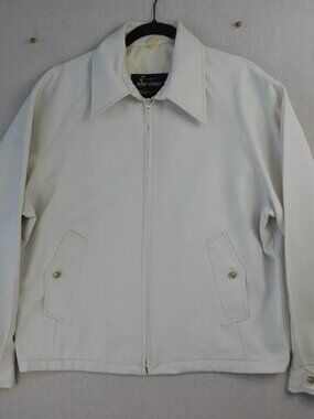 Vintage Sportswear Mens White Full-Zip Jacket Pockets Long Sleeve Retro Size 44